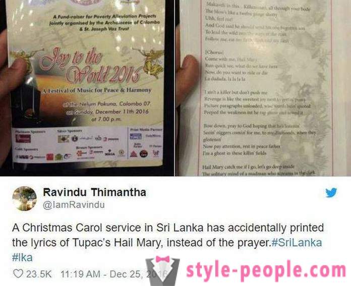Šri Lanka, bažnyčia parapijiečių platinamas brošiūras su daina Tekstas reperis vietoj maldos