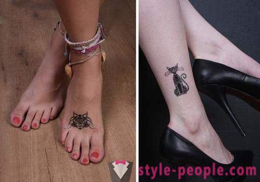 Tatuiruotė ant jo kojos katė: nuotrauka, vertės