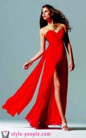Madingi raudonos suknelė grindys